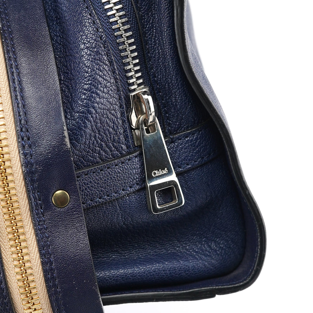 Navy Leather Tote Bag