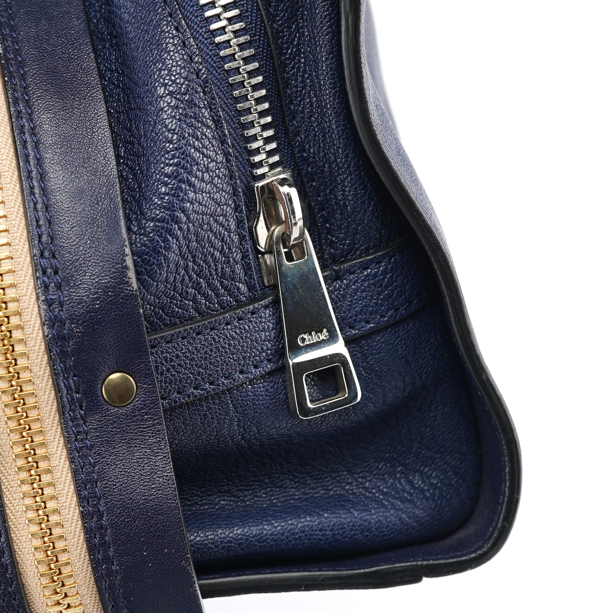 Navy Leather Tote Bag