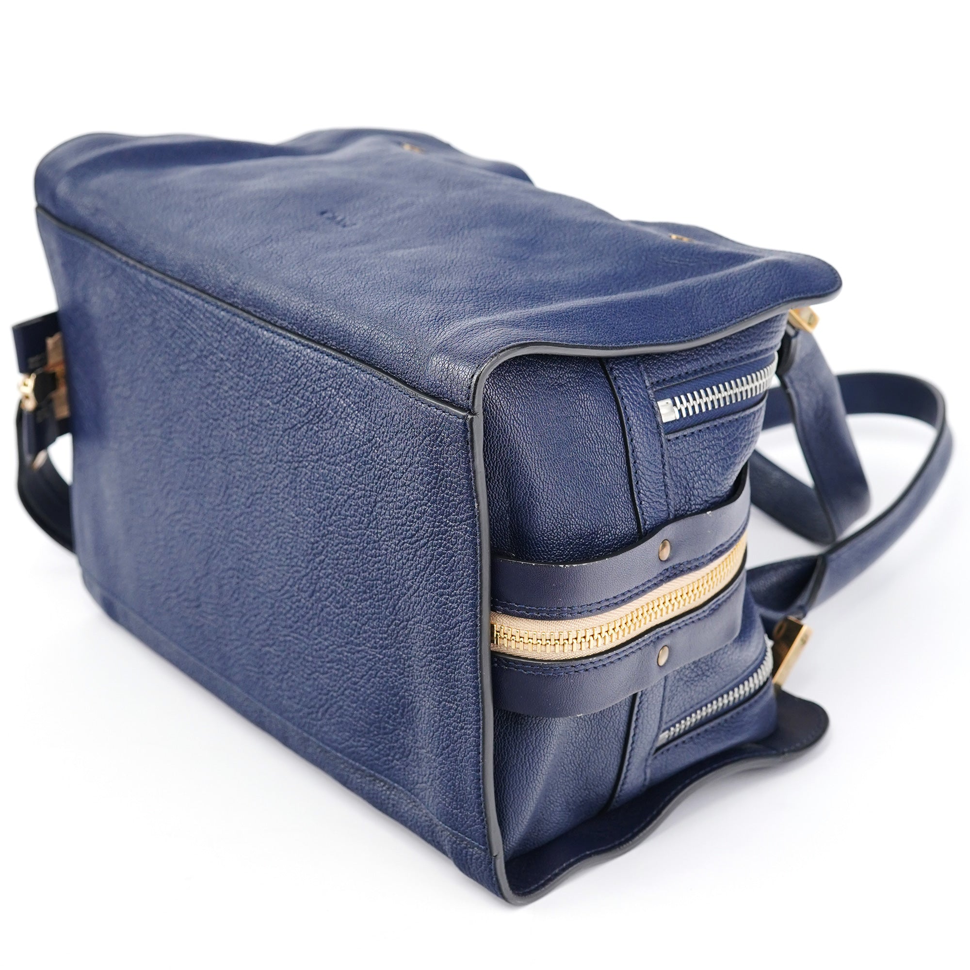Navy Leather Tote Bag