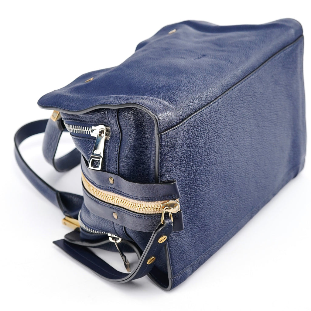 Navy Leather Tote Bag