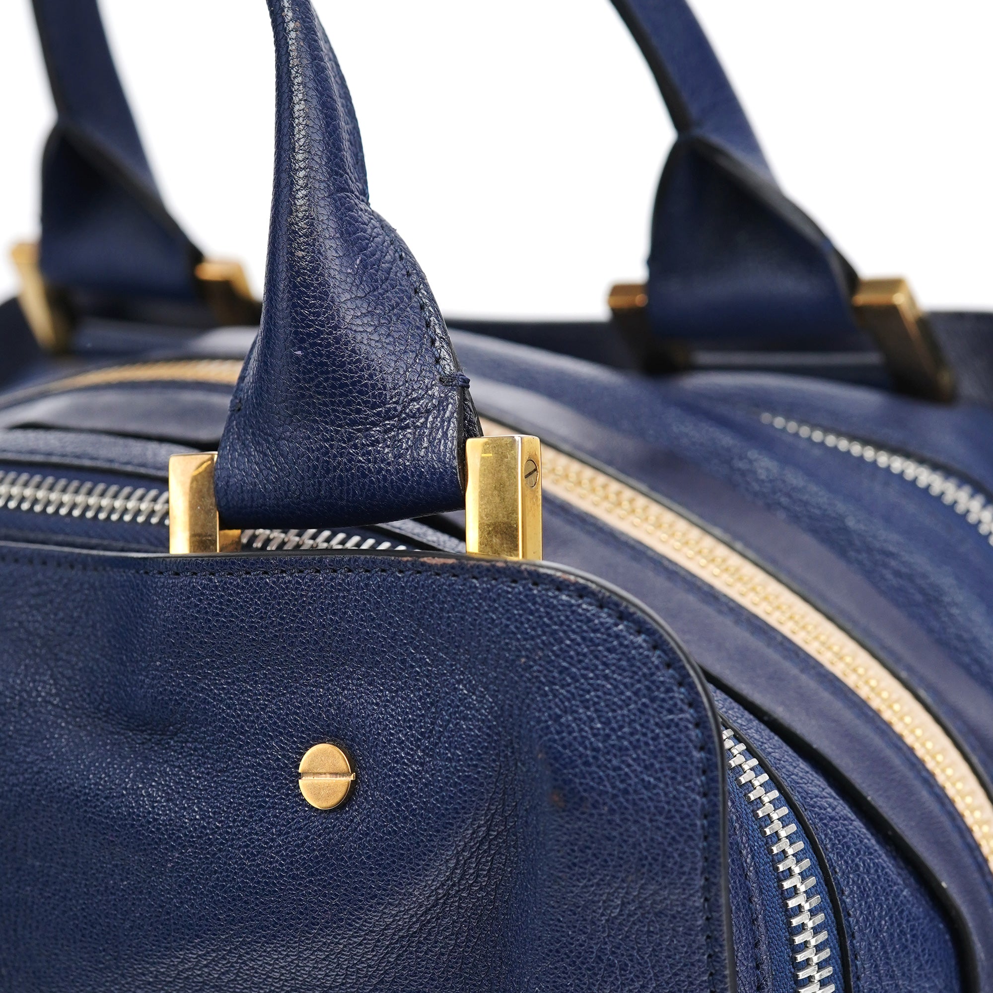 Navy Leather Tote Bag