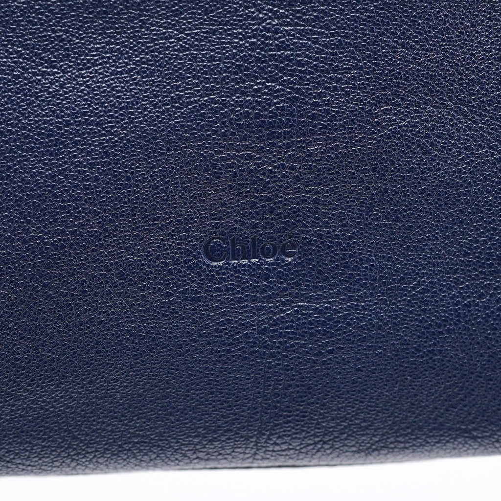 Navy Leather Tote Bag
