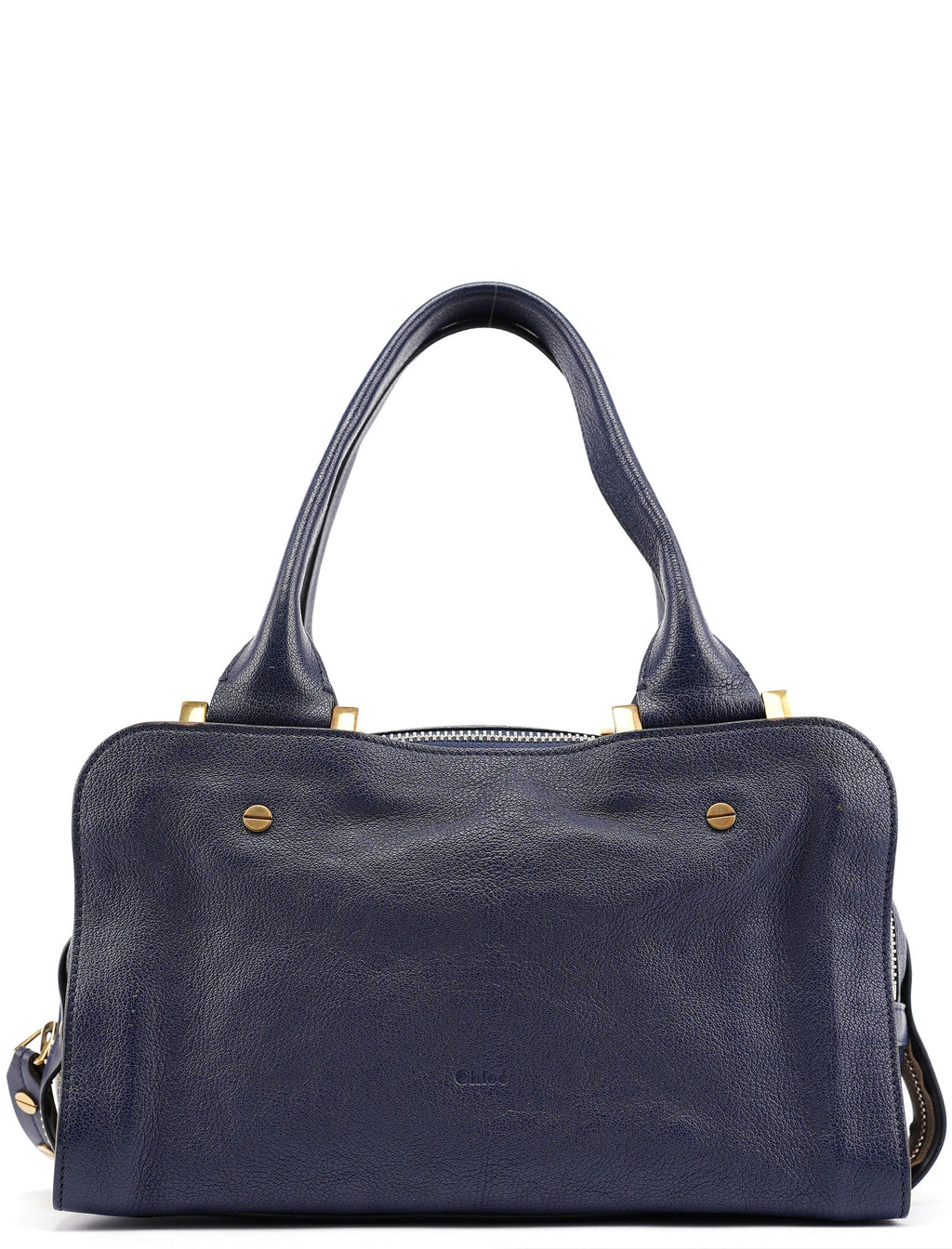 Navy Leather Tote Bag