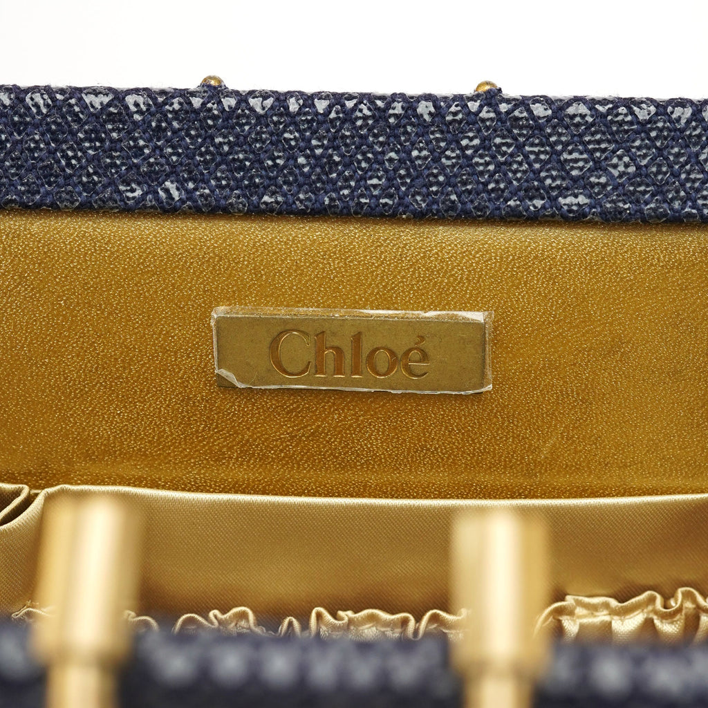 Navy Lizard Embossed Mini Handbag