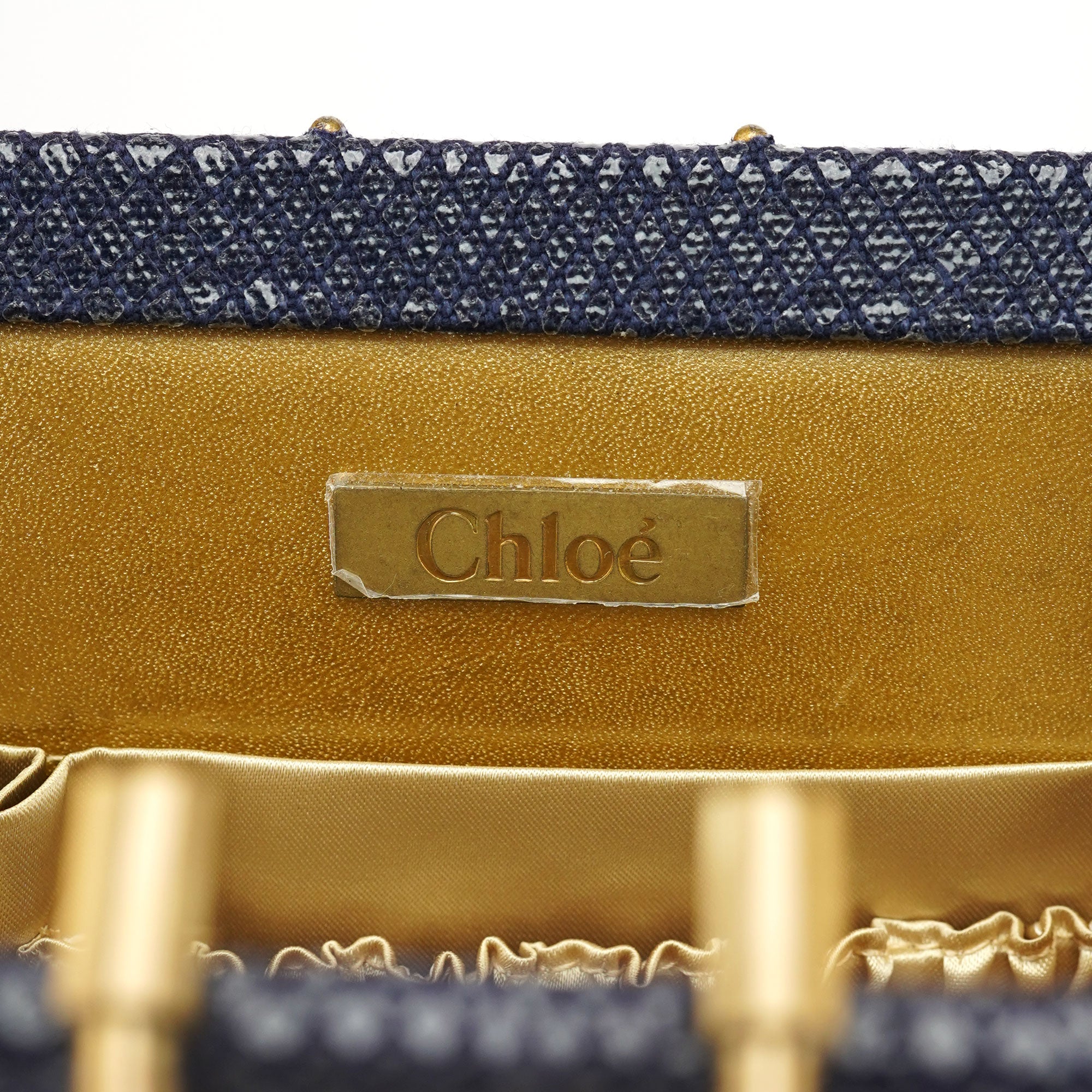 Navy Lizard Embossed Mini Handbag