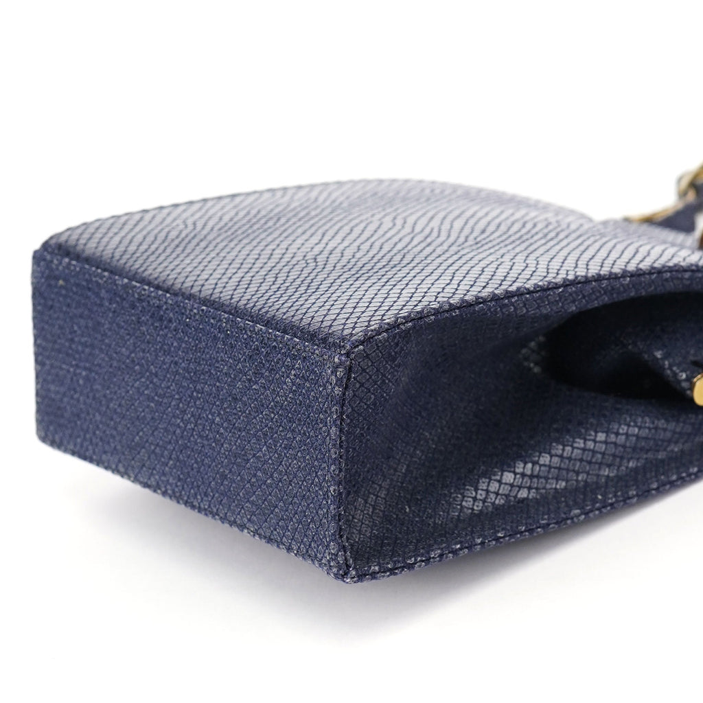 Navy Lizard Embossed Mini Handbag