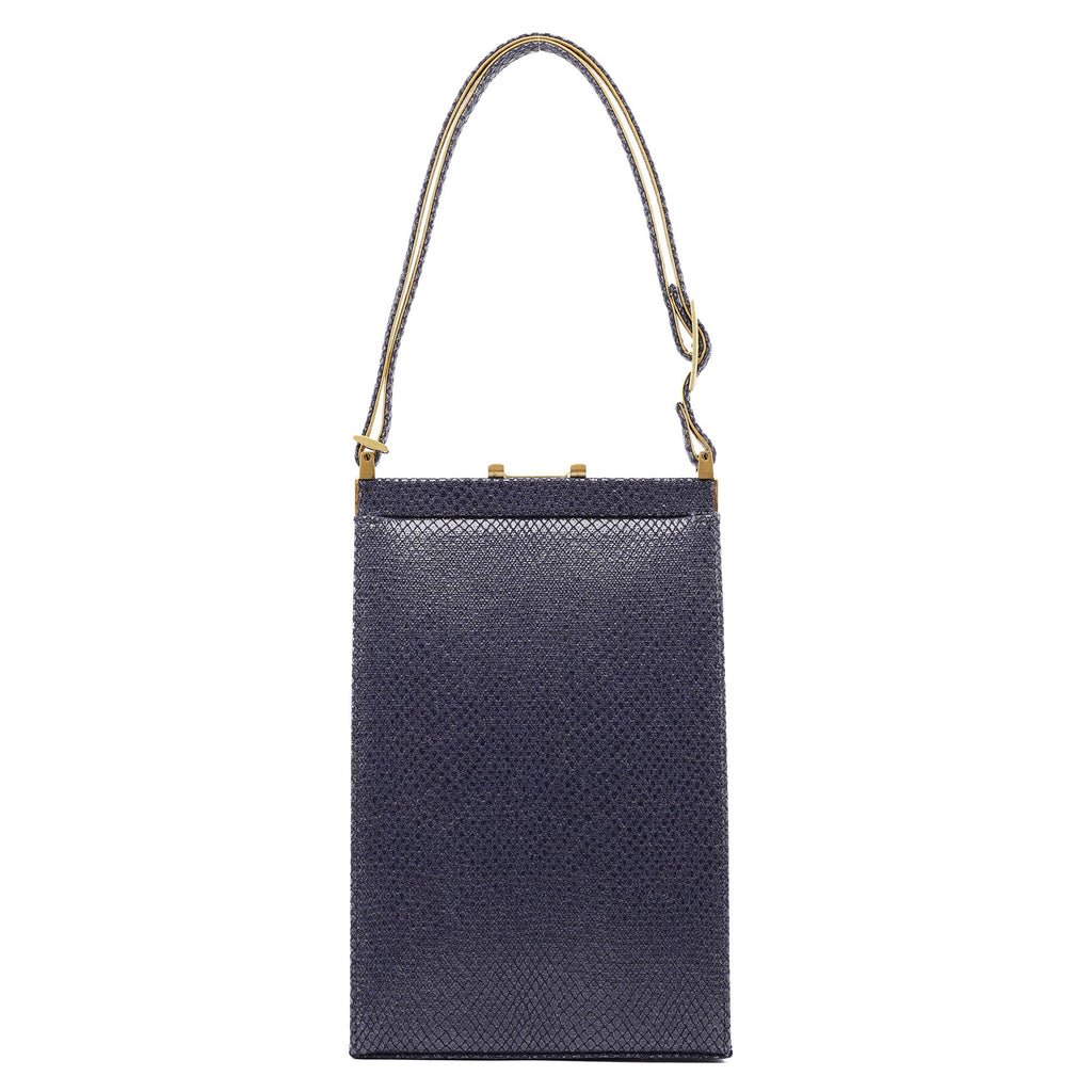 Navy Lizard Embossed Mini Handbag