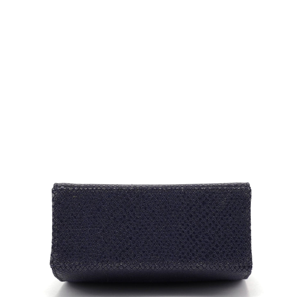 Navy Lizard Embossed Mini Handbag