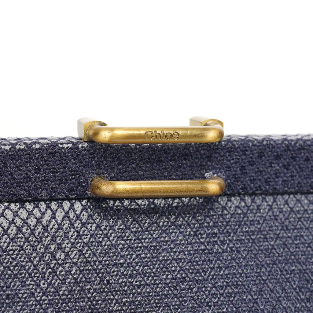 Navy Lizard Embossed Mini Handbag