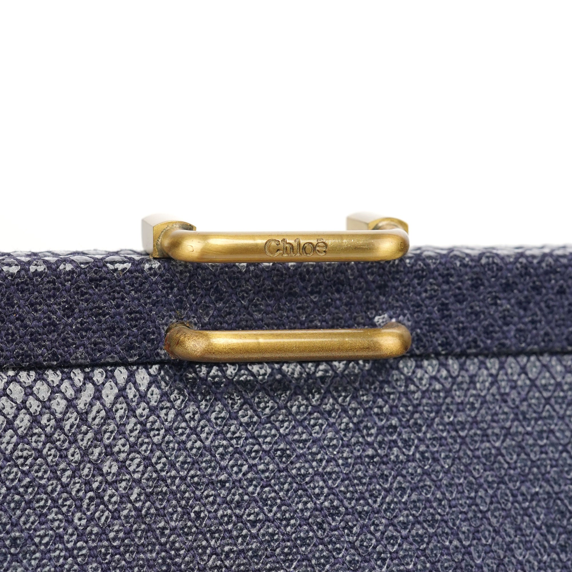 Navy Lizard Embossed Mini Handbag