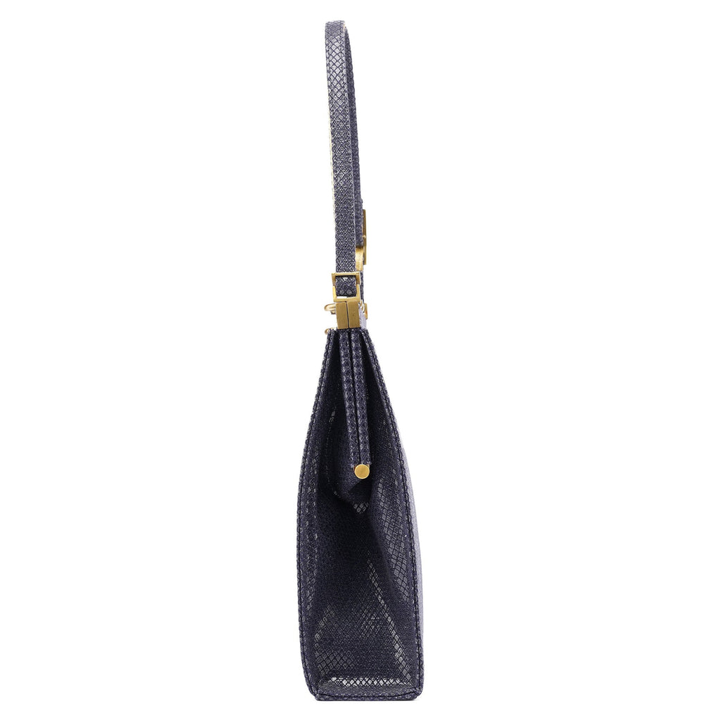 Navy Lizard Embossed Mini Handbag