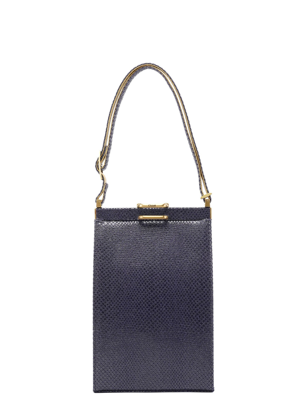Navy Lizard Embossed Mini Handbag