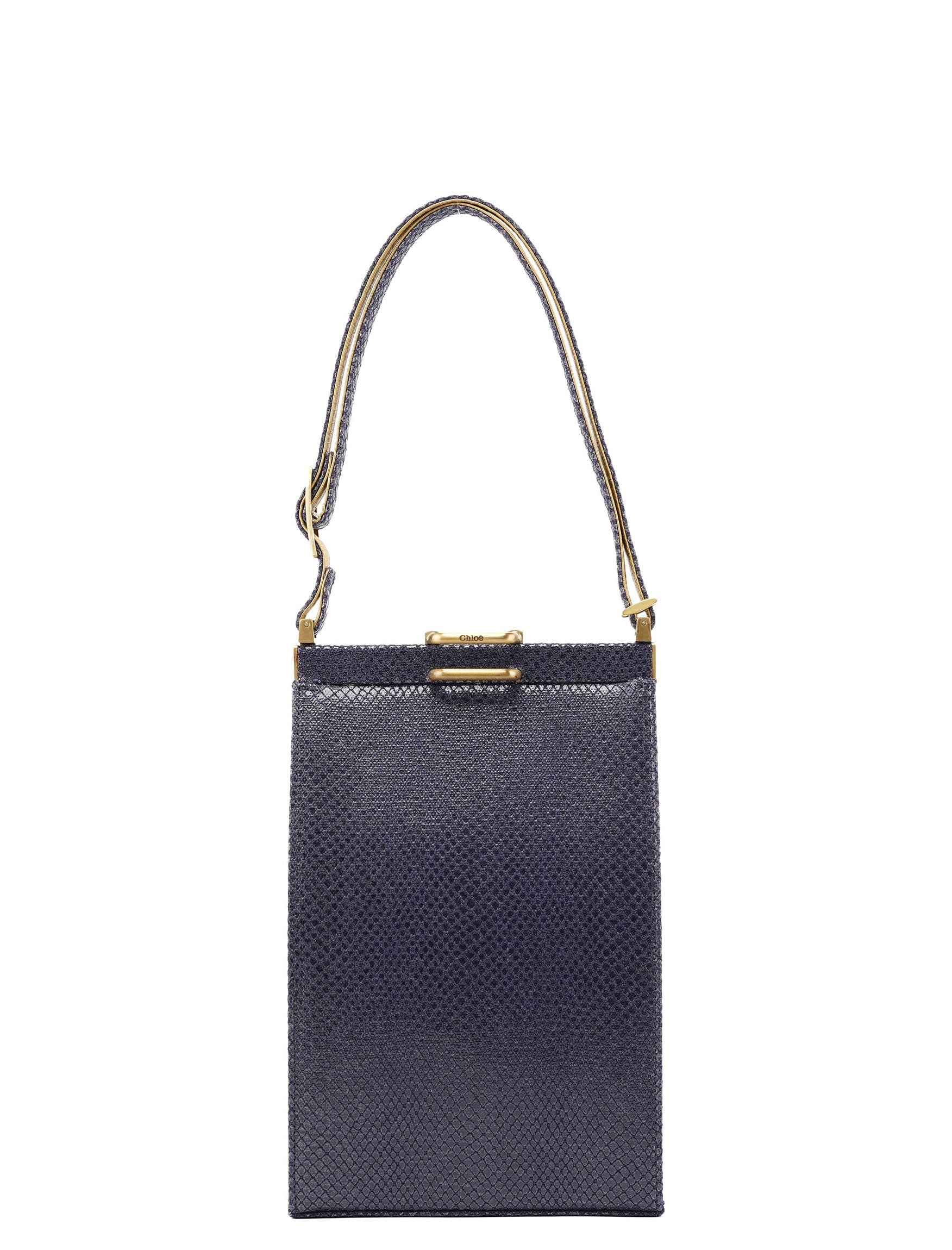 Navy Lizard Embossed Mini Handbag