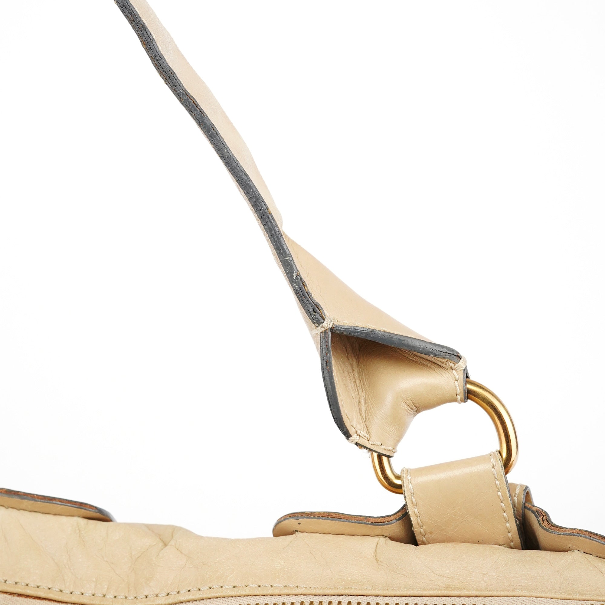 Off White Leather Bay Tote Bag