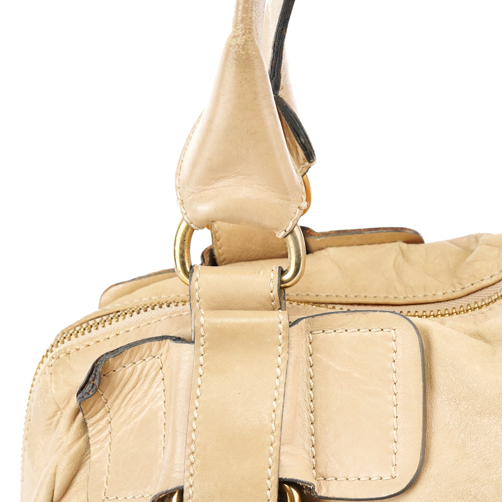 Off White Leather Bay Tote Bag