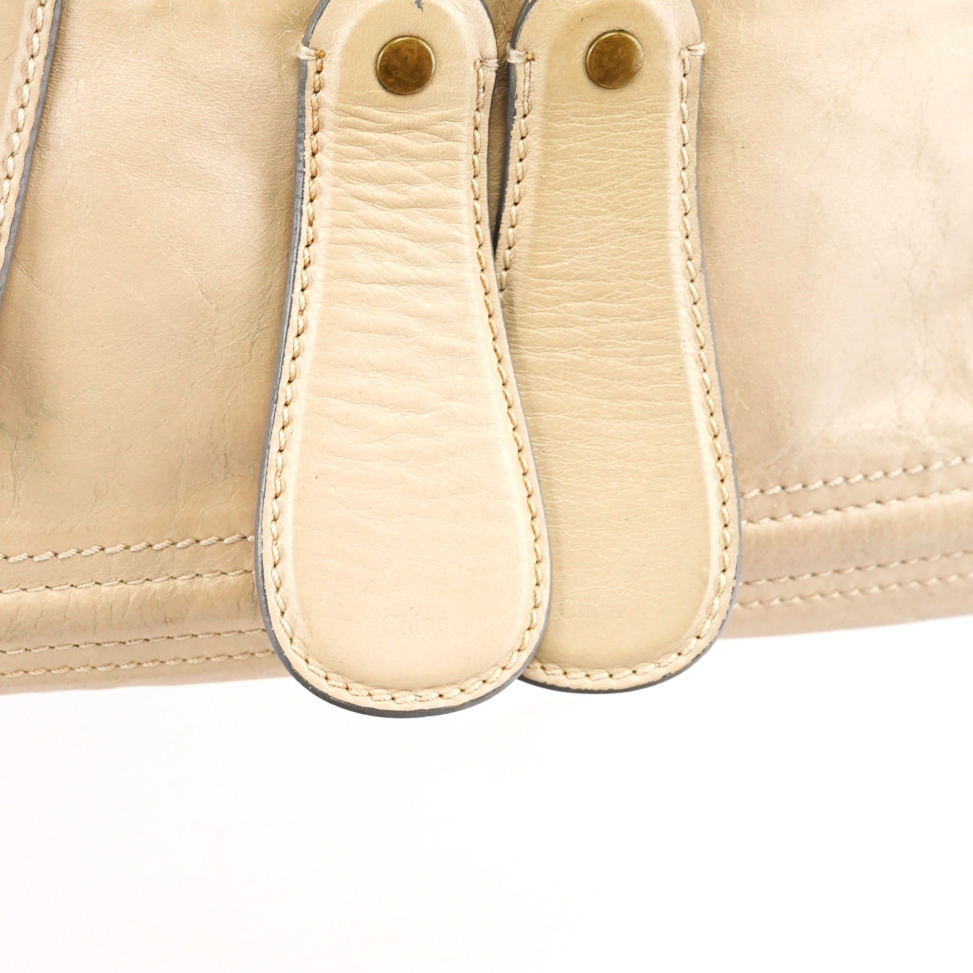 Off White Leather Bay Tote Bag