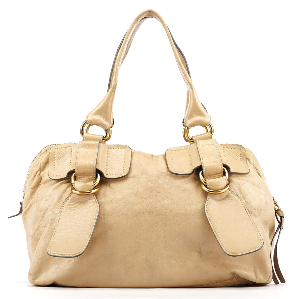 Off White Leather Bay Tote Bag