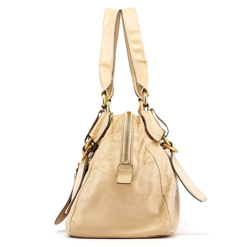 Off White Leather Bay Tote Bag