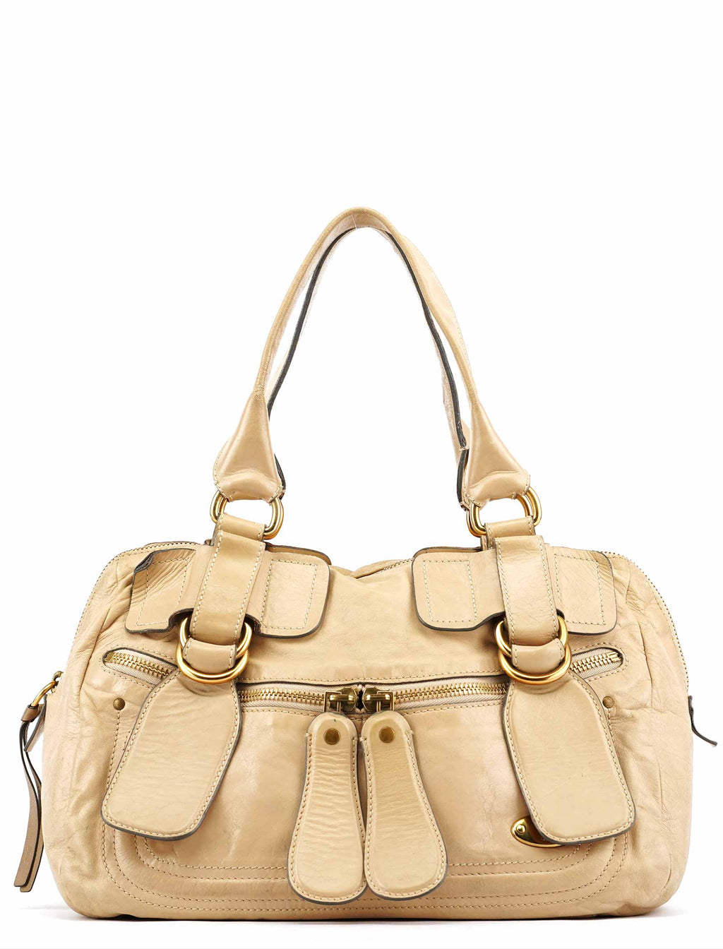 Off White Leather Bay Tote Bag