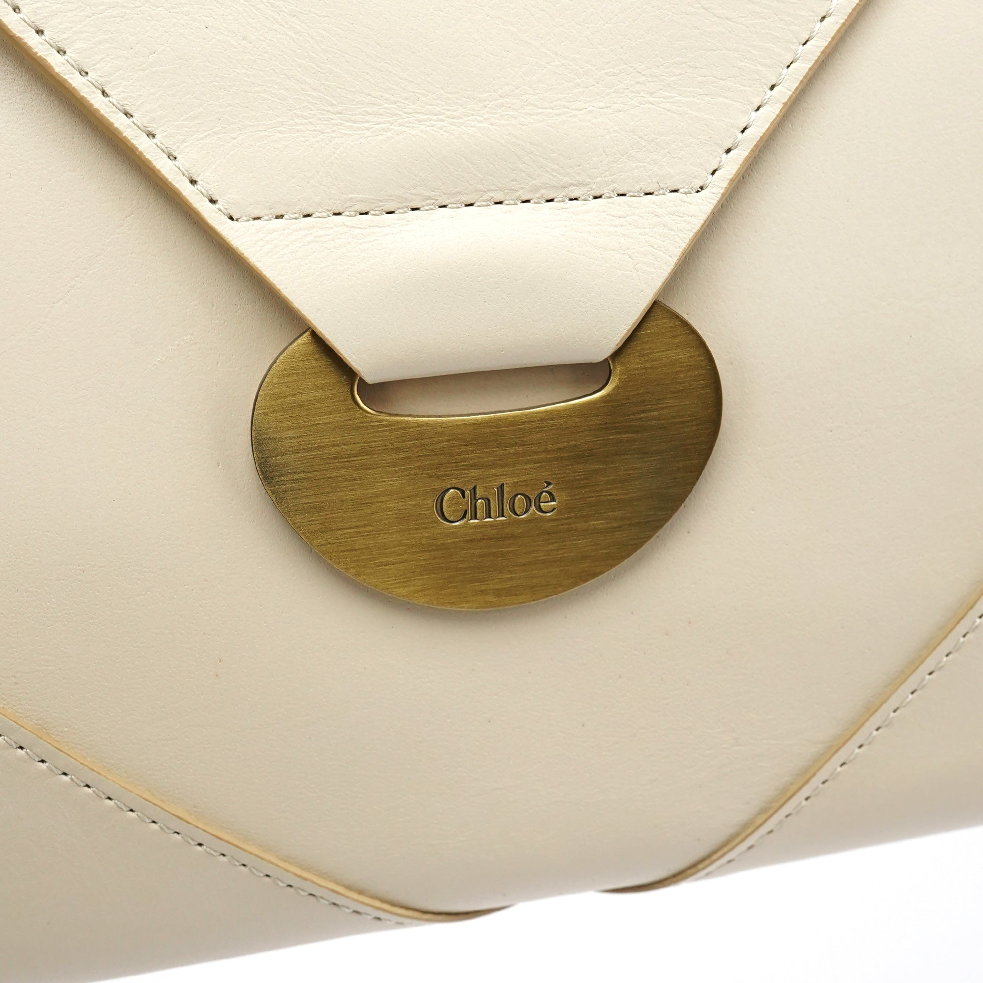 Off White Leather Flap Shoulder Bag