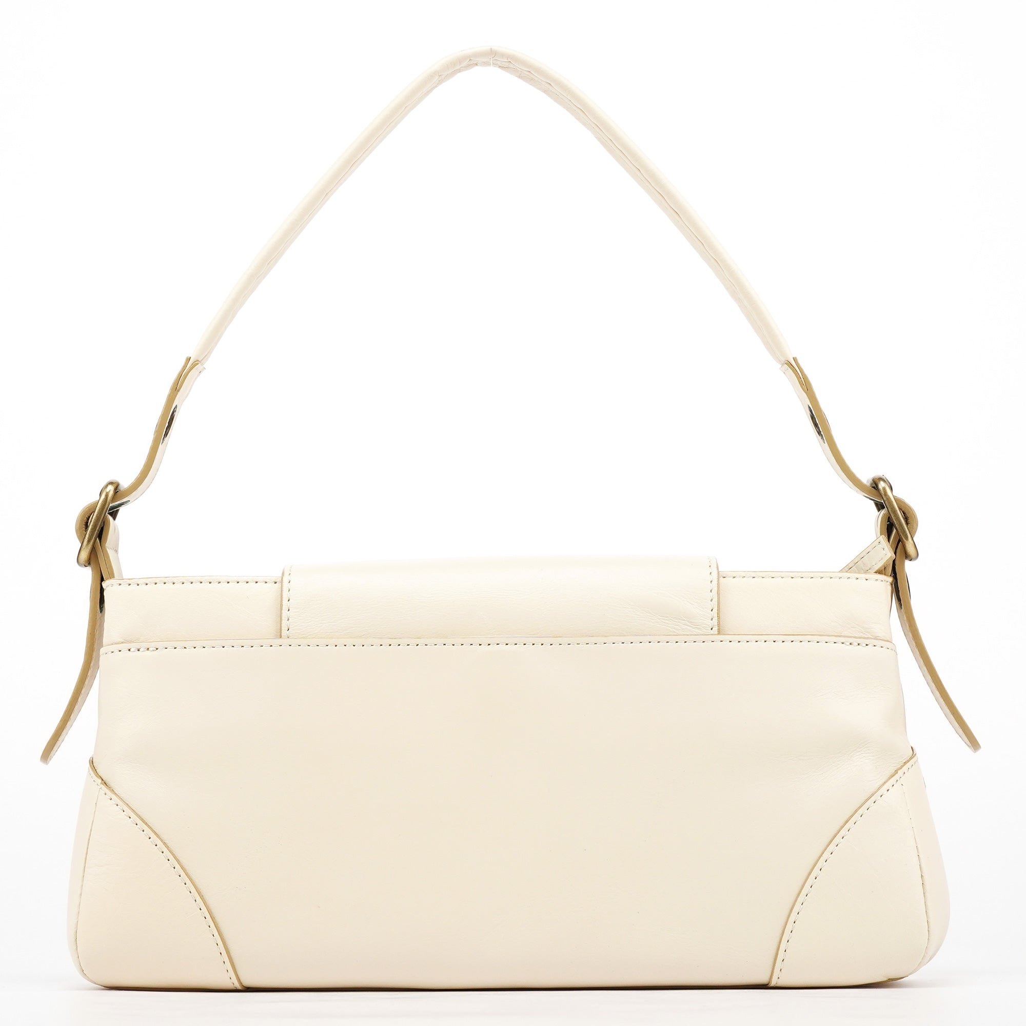 Off White Leather Flap Shoulder Bag