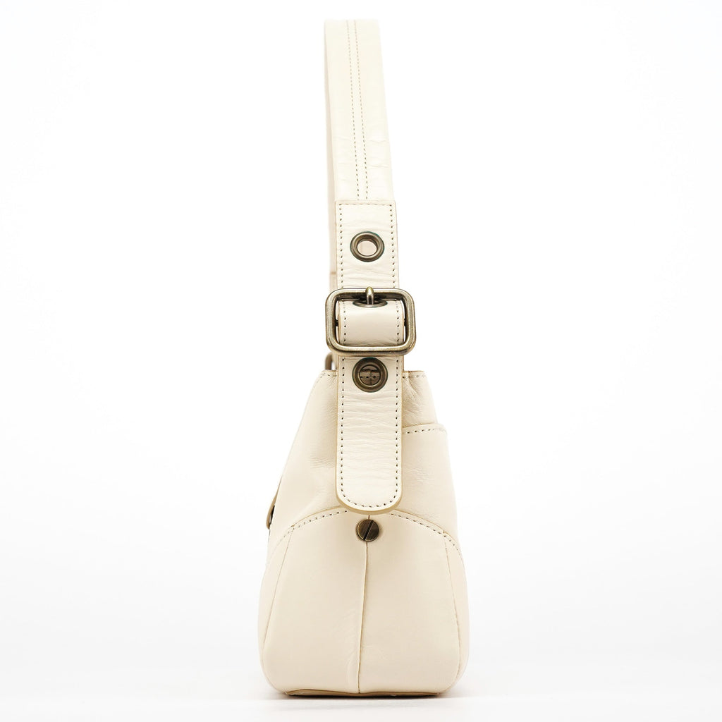 Off White Leather Flap Shoulder Bag