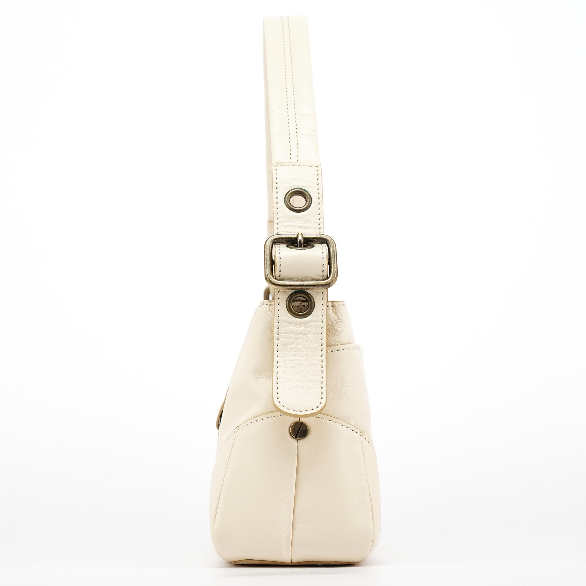 Off White Leather Flap Shoulder Bag