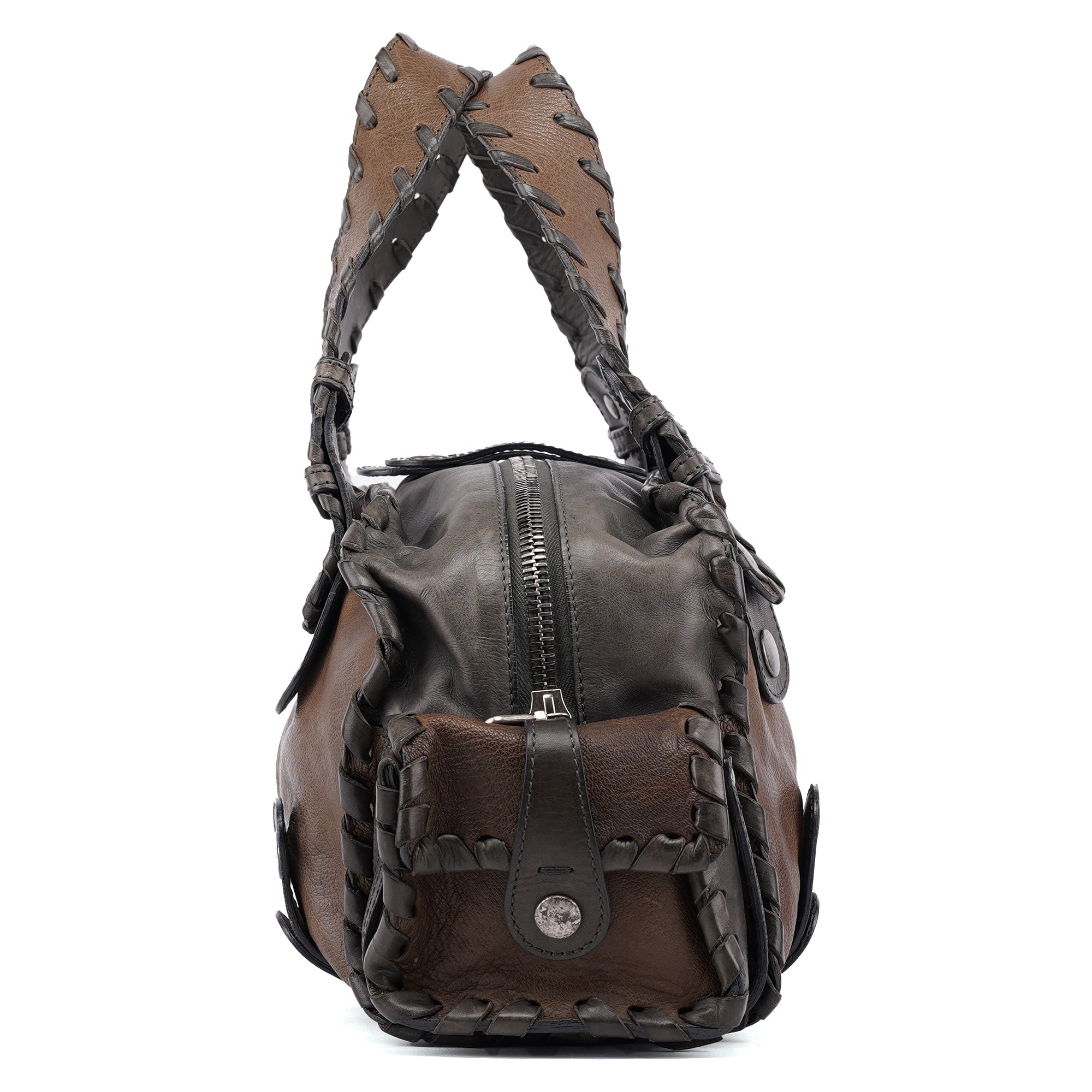 Olive Green Leather Silverado Shoulder Bag