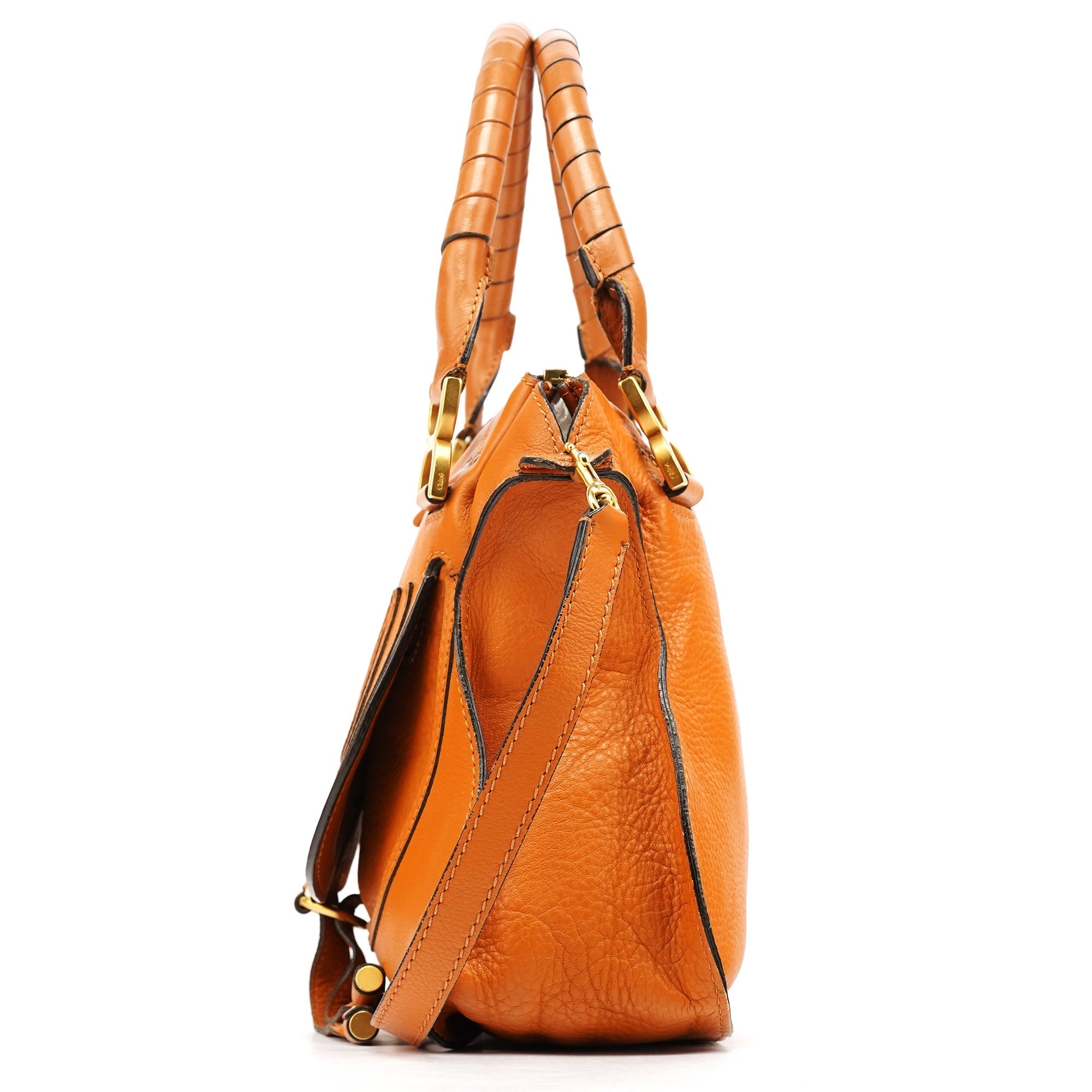 Orange Leather Marcie 2-Way Bag