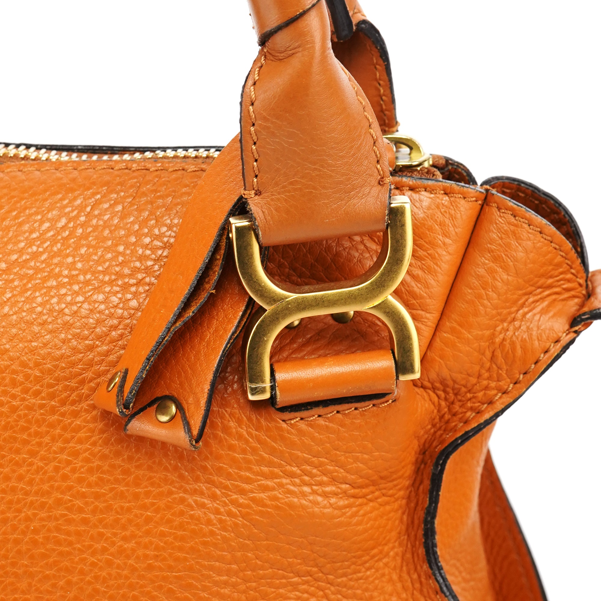 Orange Leather Marcie 2-Way Bag