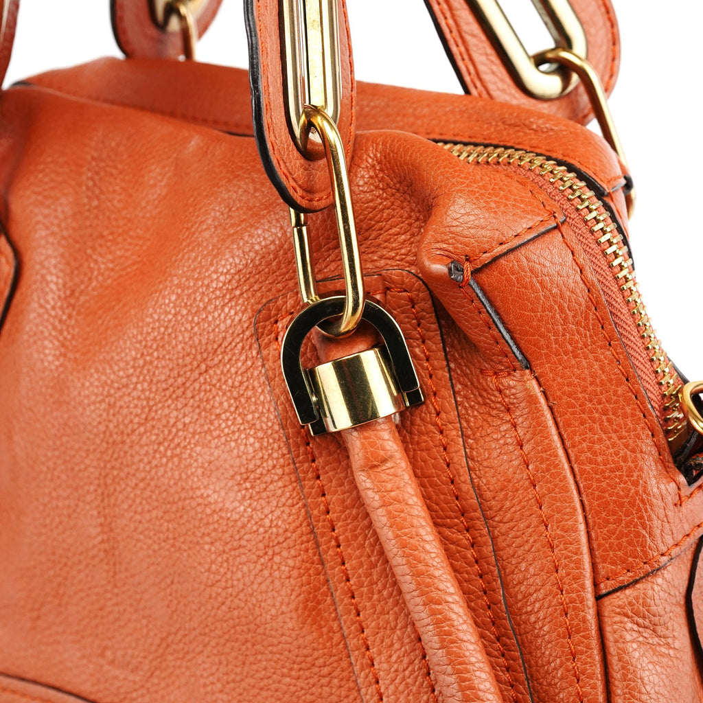 Orange Leather Paraty 2-Way Bag