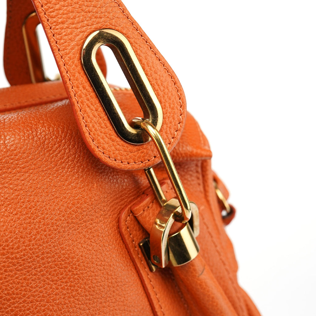 Orange Leather Paraty 2-Way Shoulder Bag