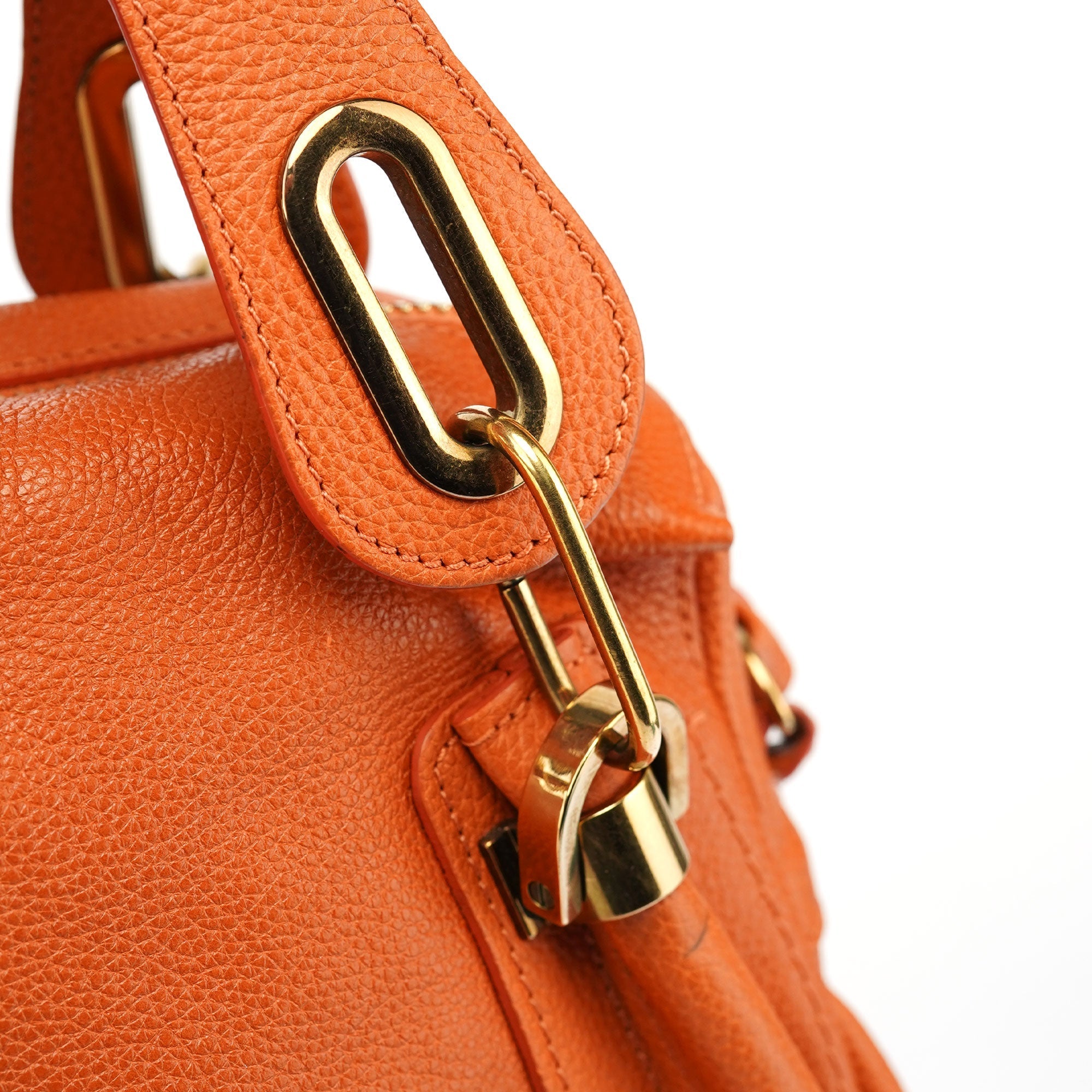 Orange Leather Paraty 2-Way Shoulder Bag
