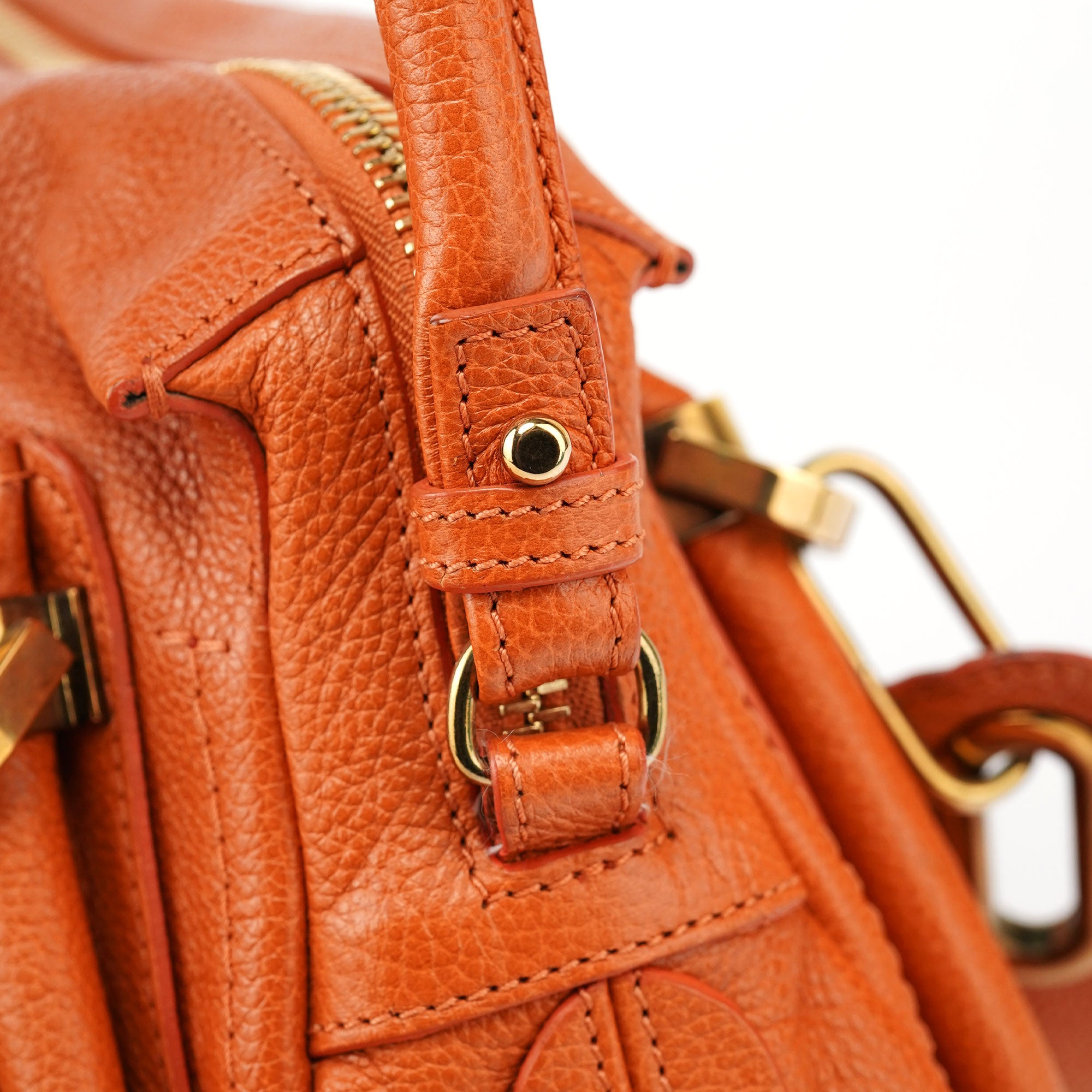 Orange Leather Paraty 2-Way Shoulder Bag