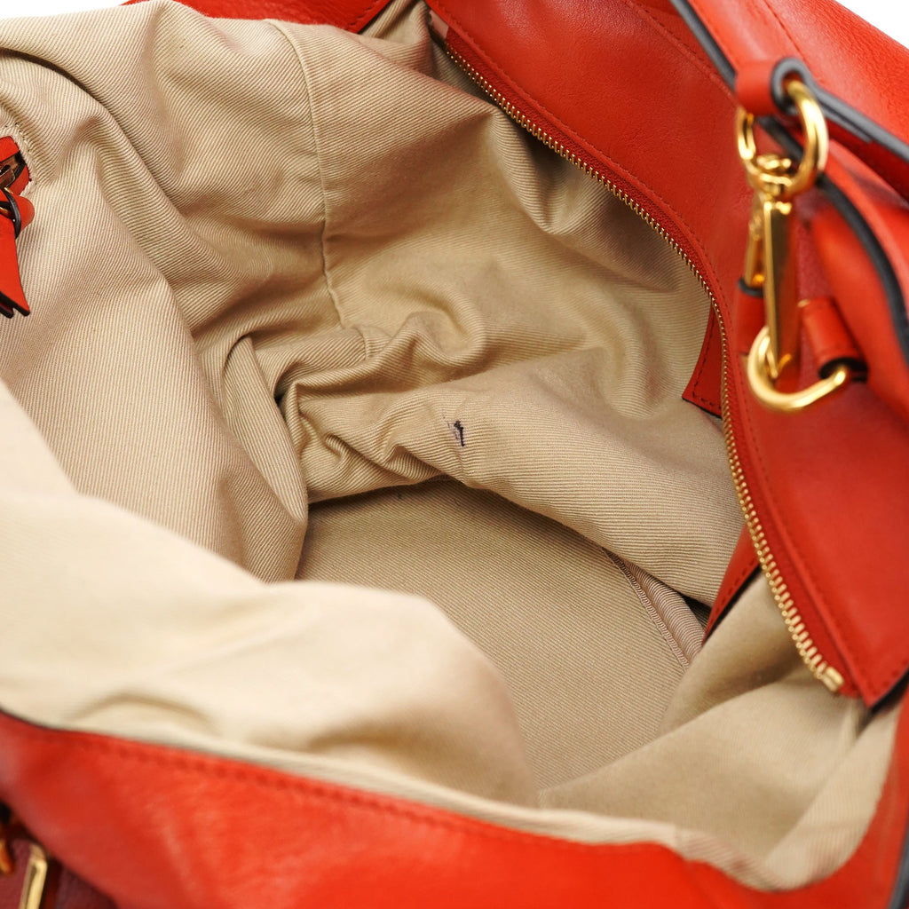 Orange Leather Suede 2-Way Bag