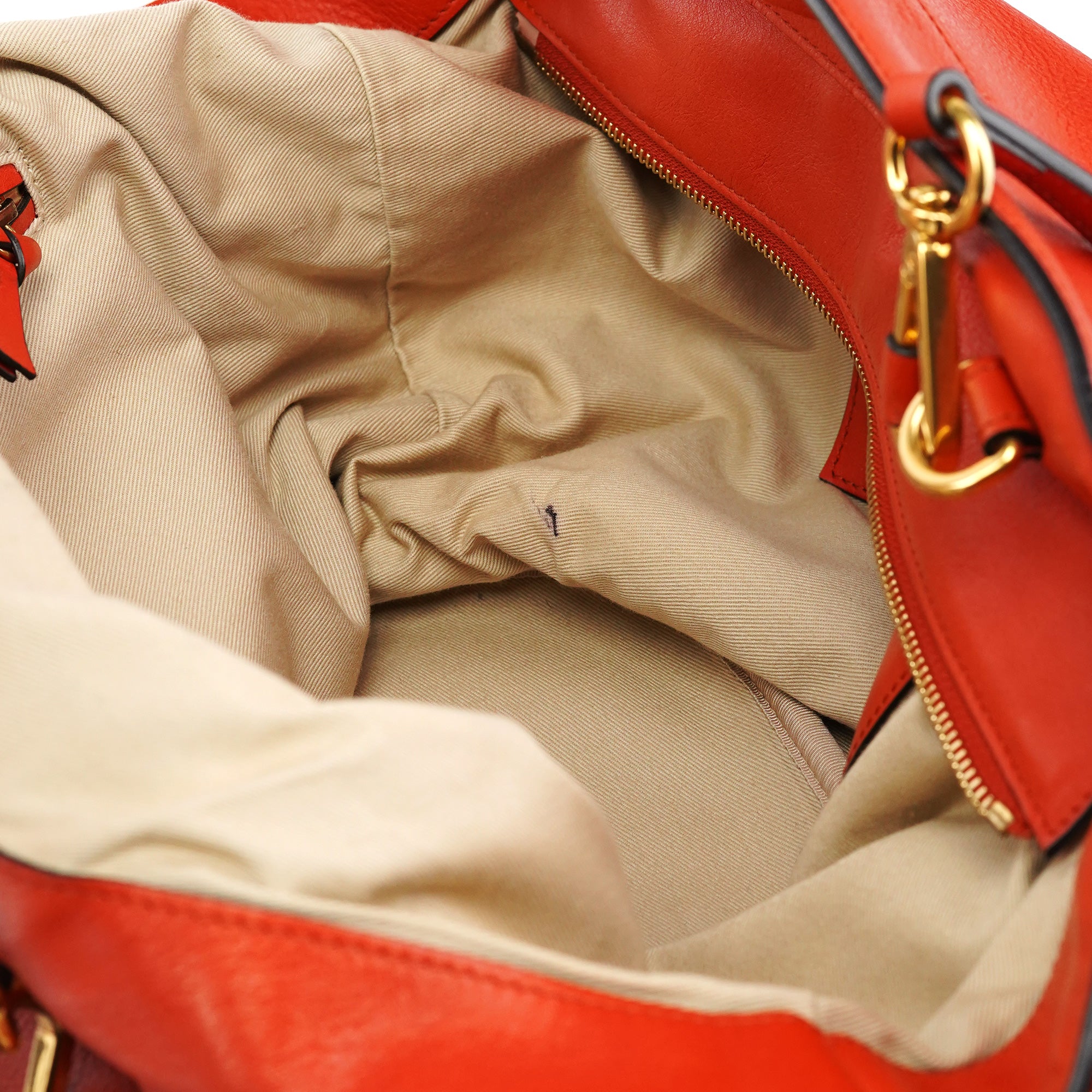Orange Leather Suede 2-Way Bag