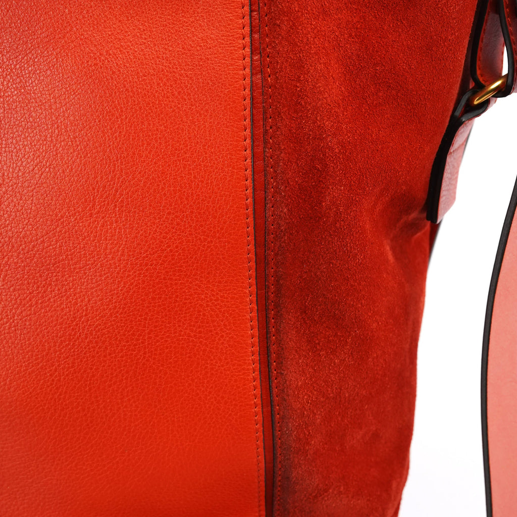 Orange Leather Suede 2-Way Bag