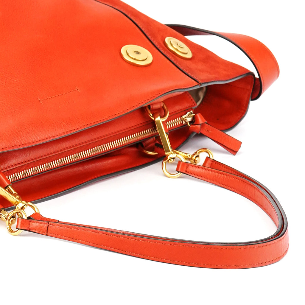 Orange Leather Suede 2-Way Bag