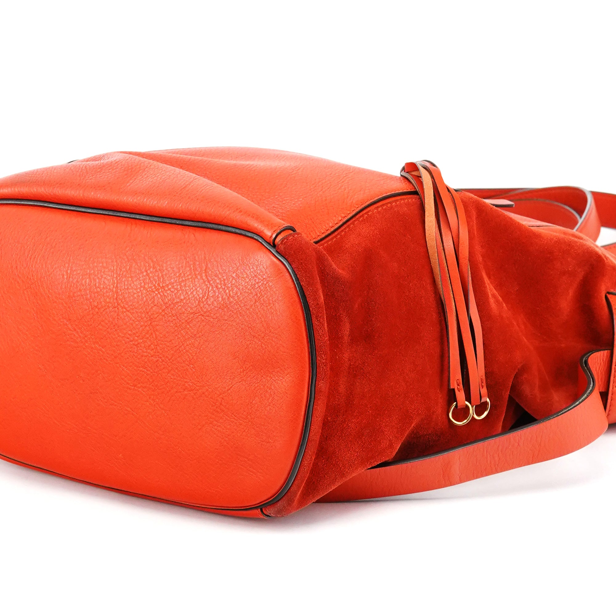 Orange Leather Suede 2-Way Bag