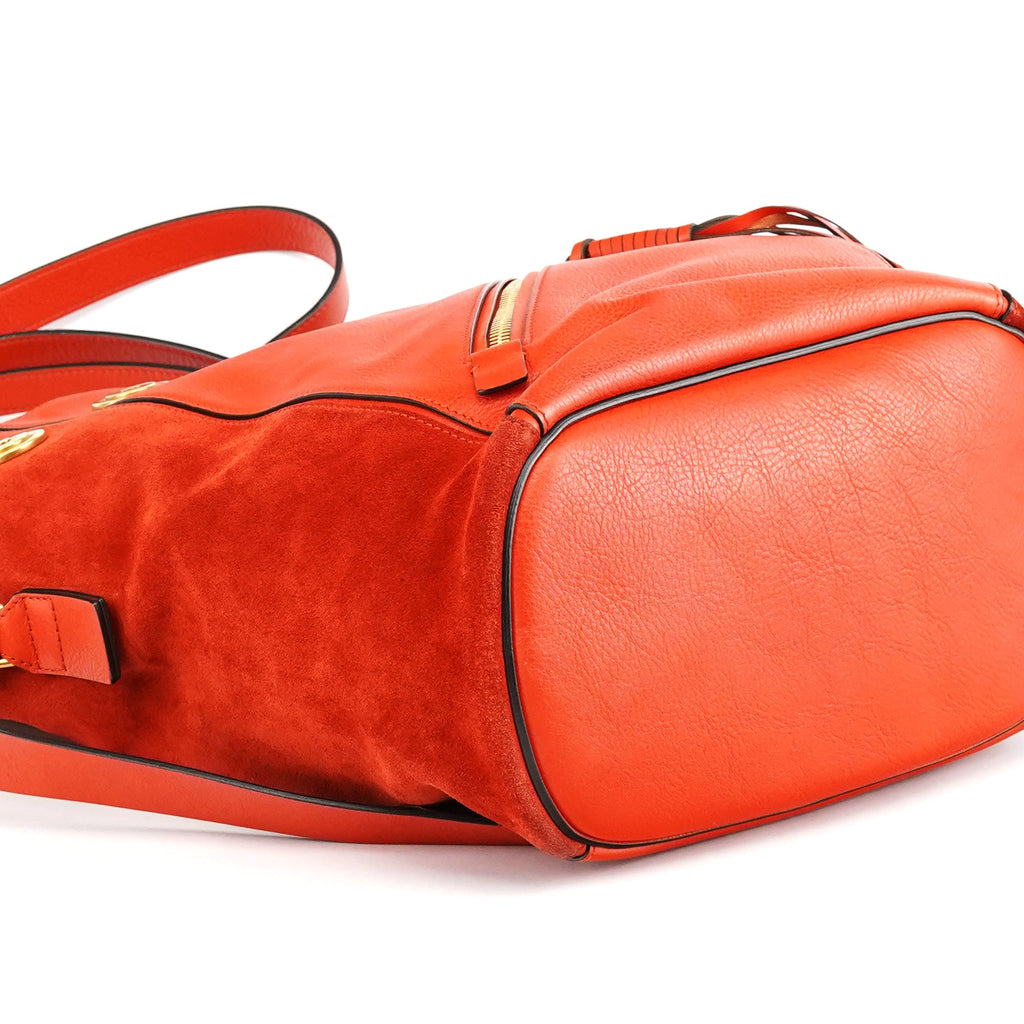 Orange Leather Suede 2-Way Bag