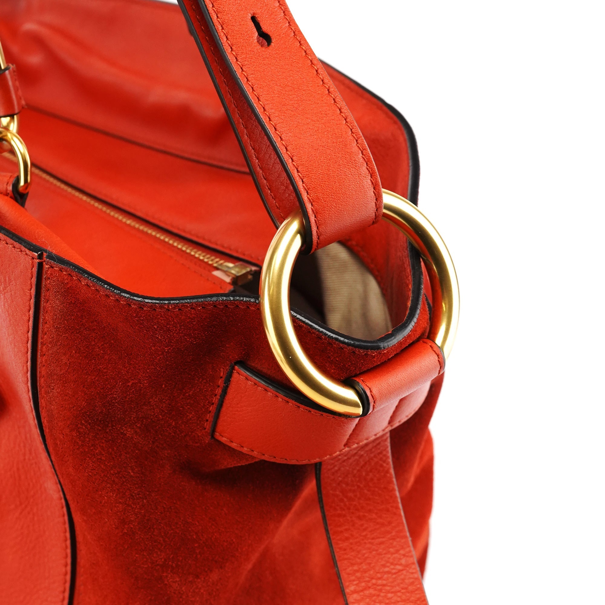 Orange Leather Suede 2-Way Bag