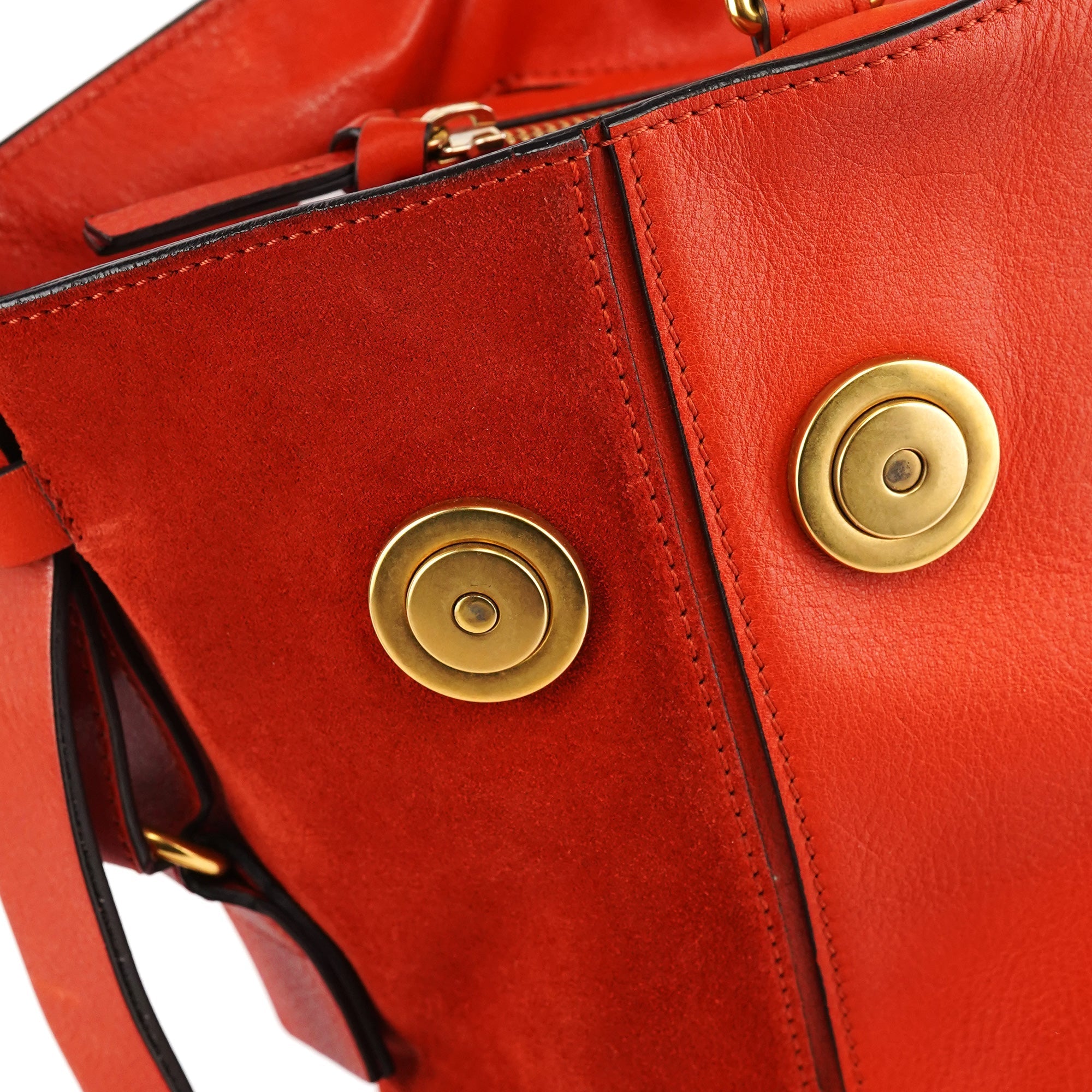 Orange Leather Suede 2-Way Bag