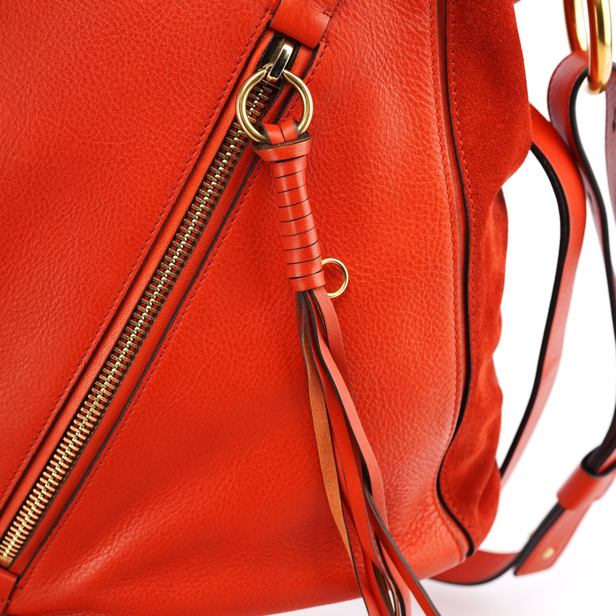 Orange Leather Suede 2-Way Bag
