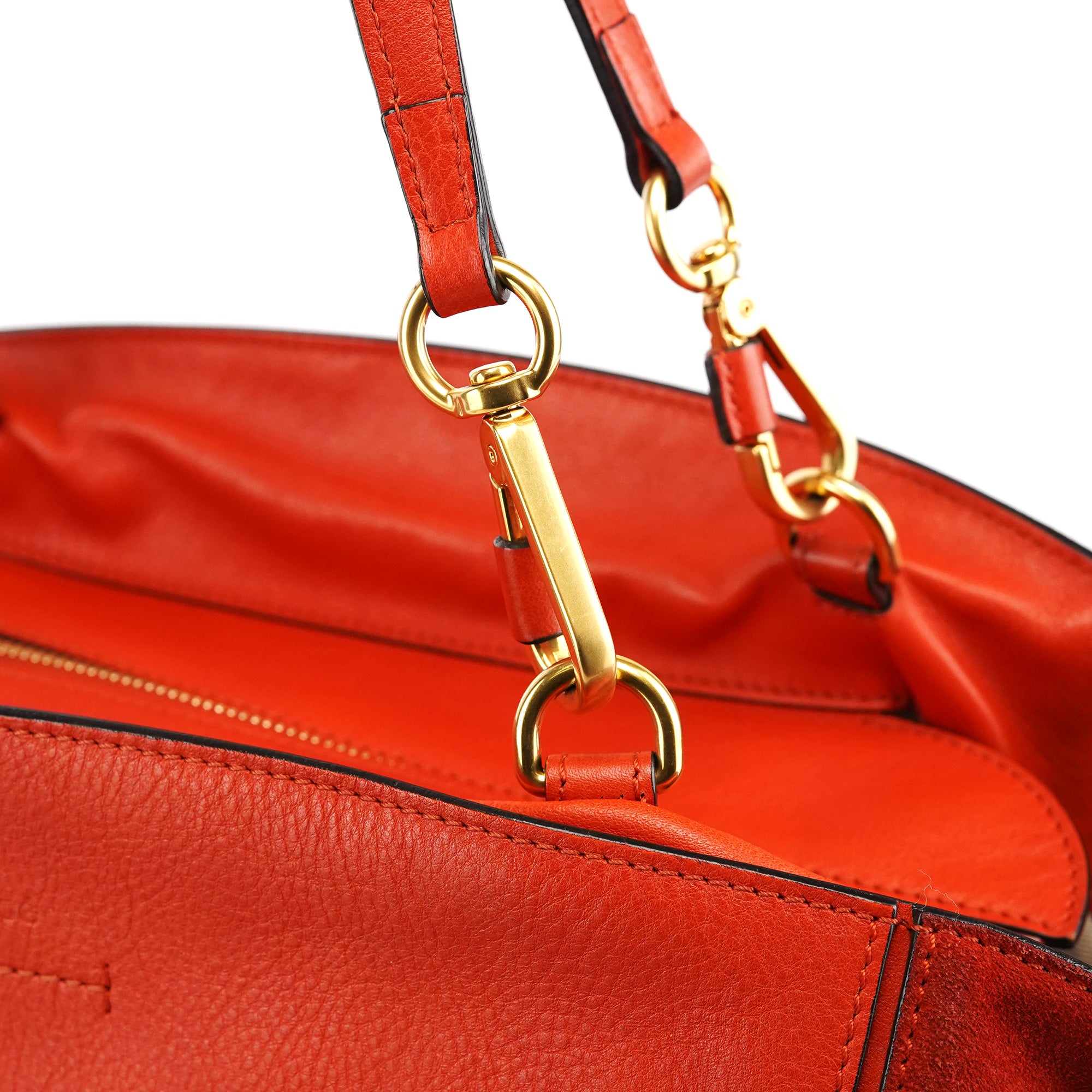 Orange Leather Suede 2-Way Bag