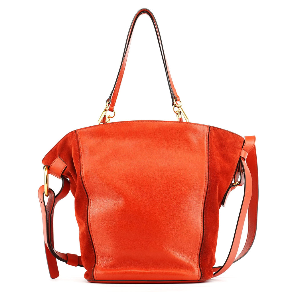 Orange Leather Suede 2-Way Bag