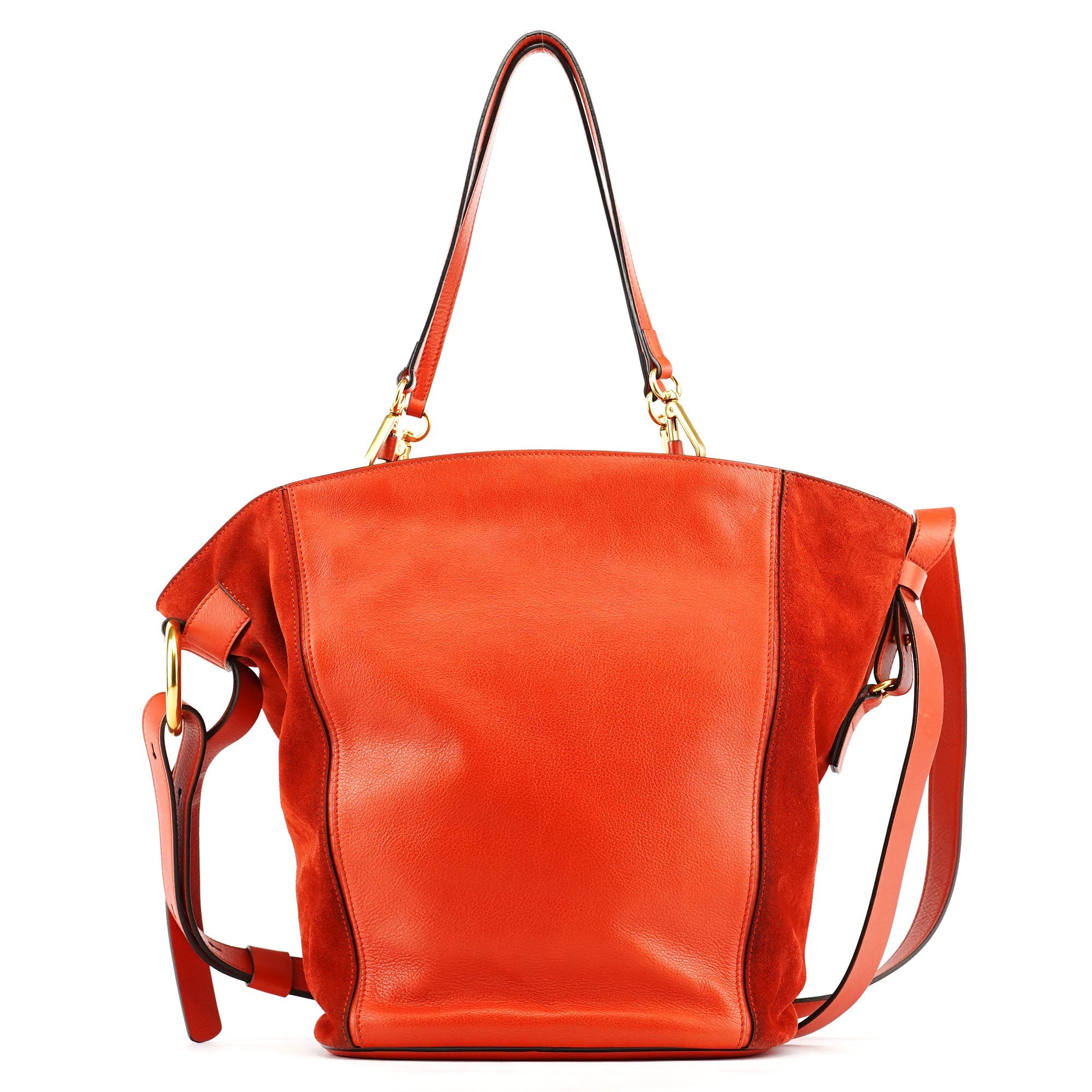 Orange Leather Suede 2-Way Bag