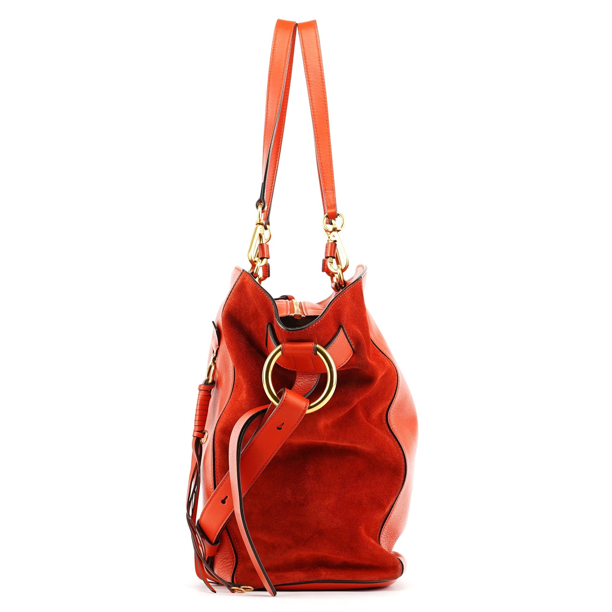 Orange Leather Suede 2-Way Bag