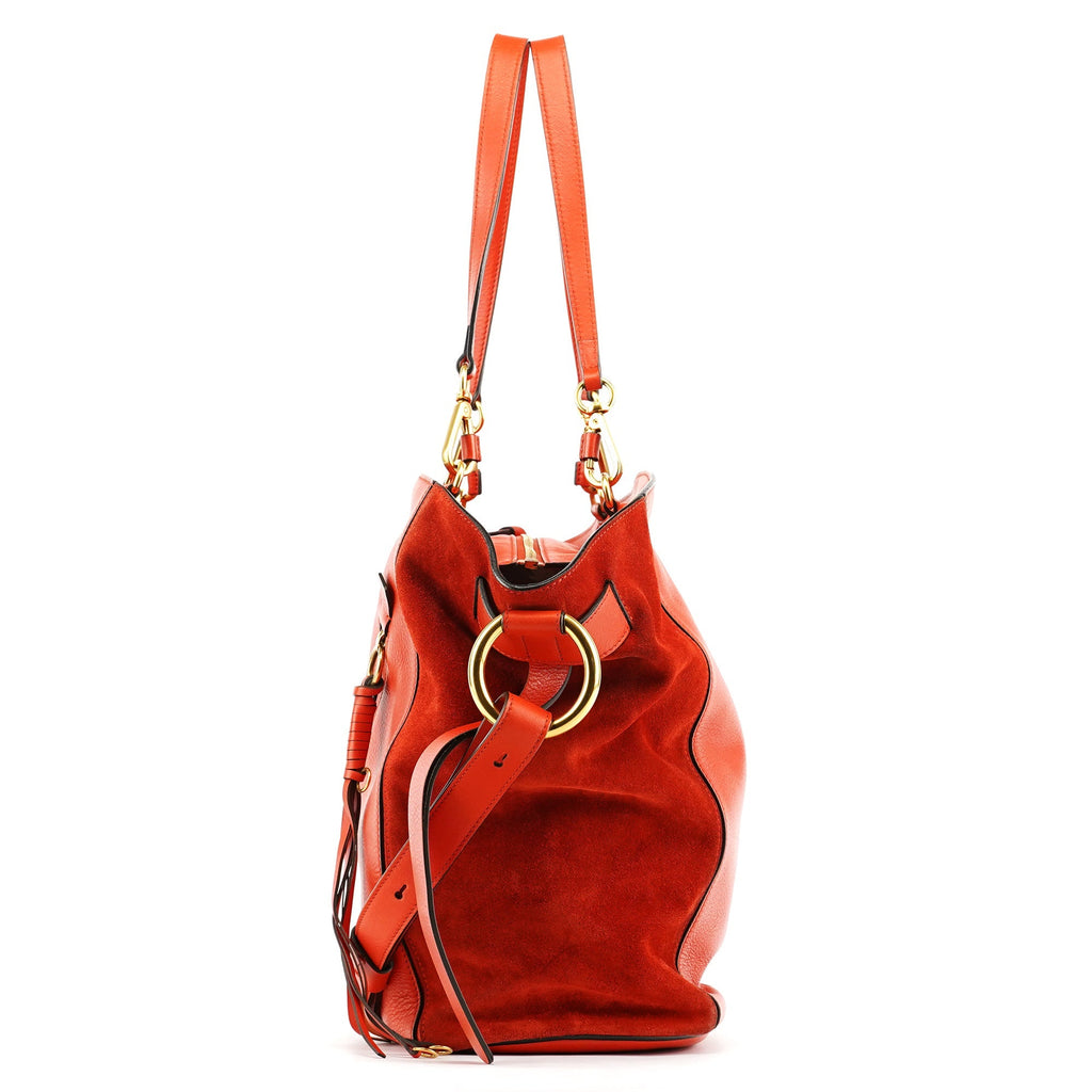 Orange Leather Suede 2-Way Bag