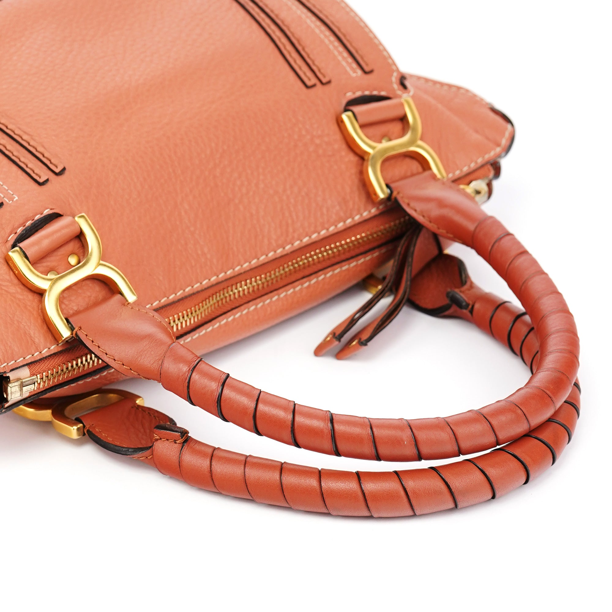 Pale Orange Leather Marcie Shoulder Bag