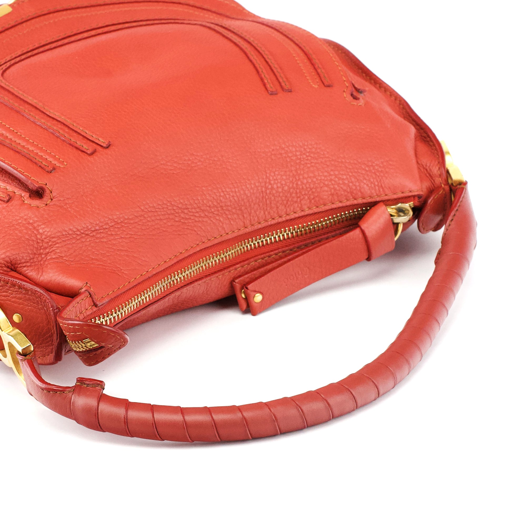 Pale Red Leather Marcie Shoulder Bag